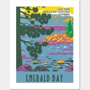 WPA Poster of Lake Tahoe at Emerald Bay State Park, California Posters and Art